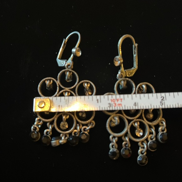 Dangly Black , Silver, & Clear Earrings - Picture 8 of 17
